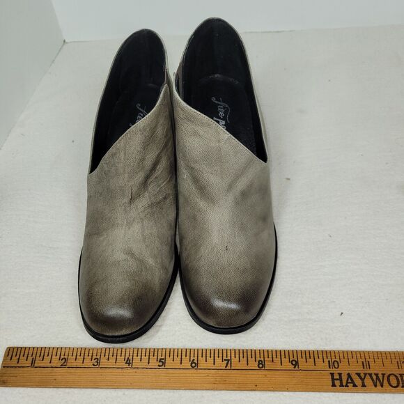 Free People Boots Womens Size 10.5 Gray Ankle Boot Bootie Leather Block Heel - Picture 16 of 16